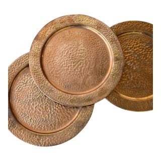 Vintage Hammered Copper Chargers, Set of Six, Circa 1970s-80s For Sale