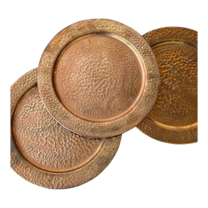 Vintage Hammered Copper Chargers, Set of Six, Circa 1970s-80s