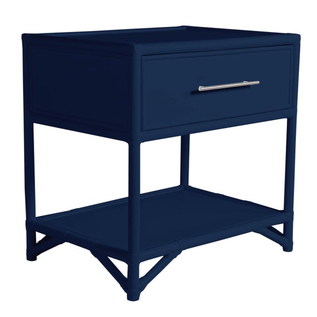Contemporary Olympia One-Drawer Nightstand in Navy For Sale - Image 3 of 7