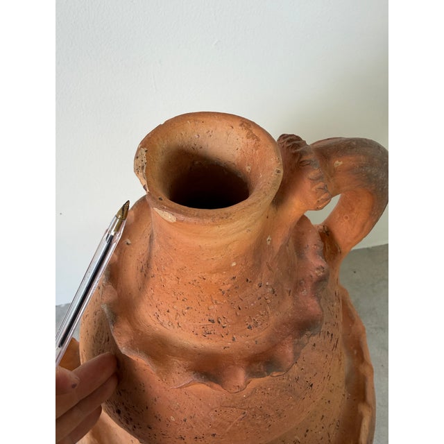 Large Vintage Organic Handmade Terracotta Vase For Sale - Image 11 of 12