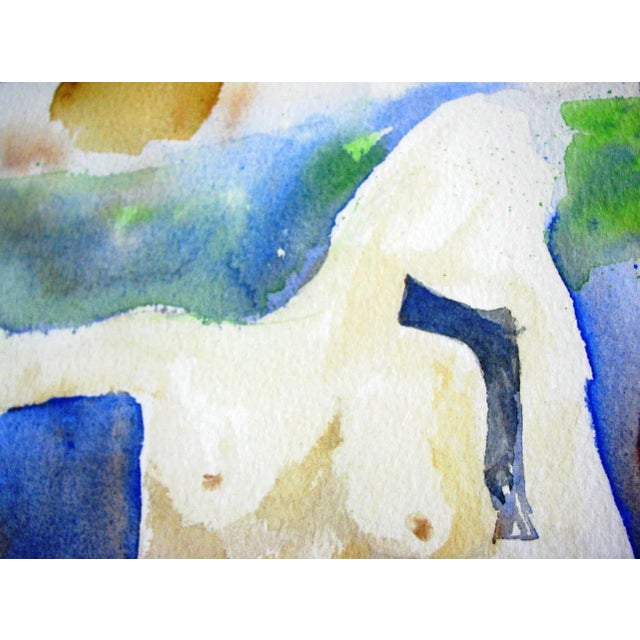 Late 20th Century Modern Abstract Standing Nude Woman Watercolor Painting Signed Christie For Sale - Image 5 of 9