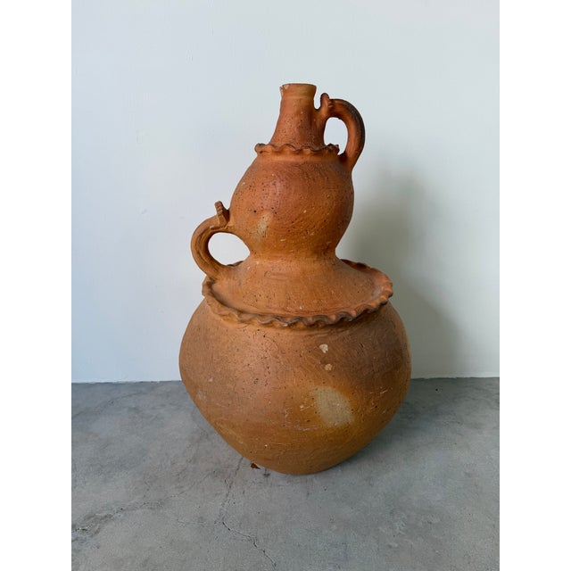 Large Vintage Organic Handmade Terracotta Vase For Sale In Miami - Image 6 of 12