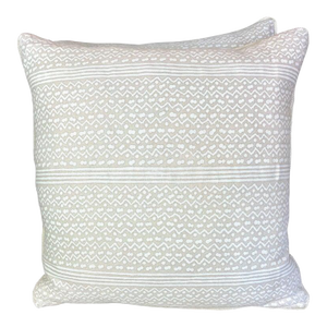 Tapa Stripe Patterned Fortuny Textile Pillows W/ Linen Backs, Pair