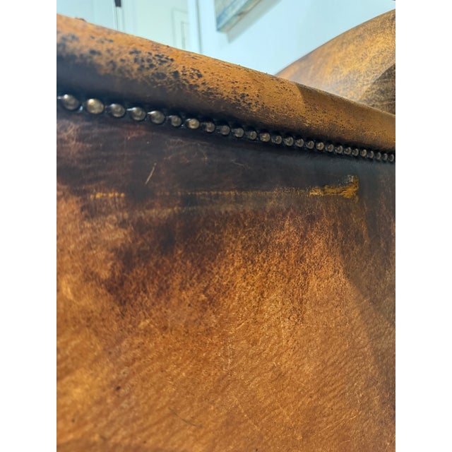 Mid 20th Century Vintage Brown Leather Chair For Sale - Image 11 of 14