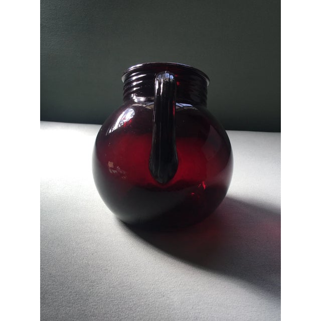 1940s Anchor Hocking Ruby Glass Pitcher & Juice Glasses Set- 8 Pieces For Sale - Image 11 of 13