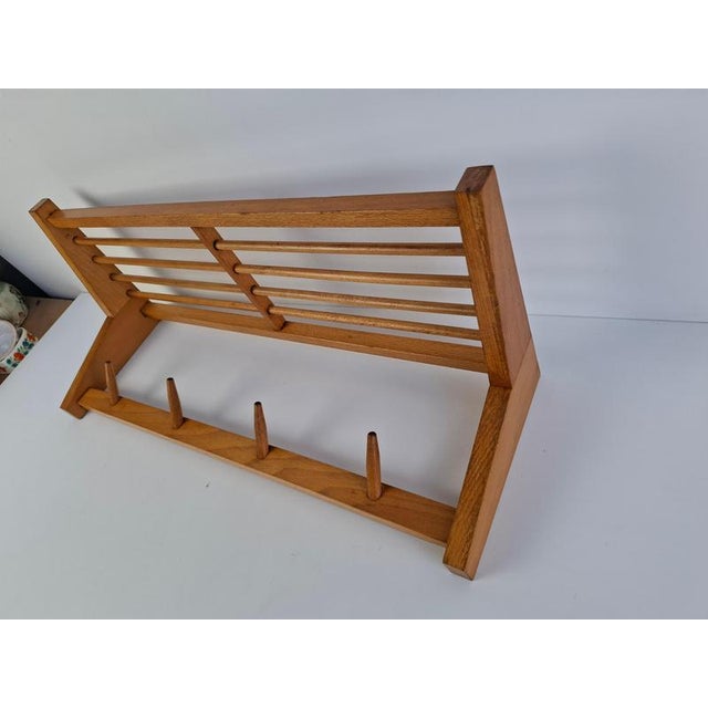 Mid-Century Modern Mid-Century Modern Czechoslovak Wooden Wall Coat Rack with Shelf, 1970 For Sale - Image 3 of 15