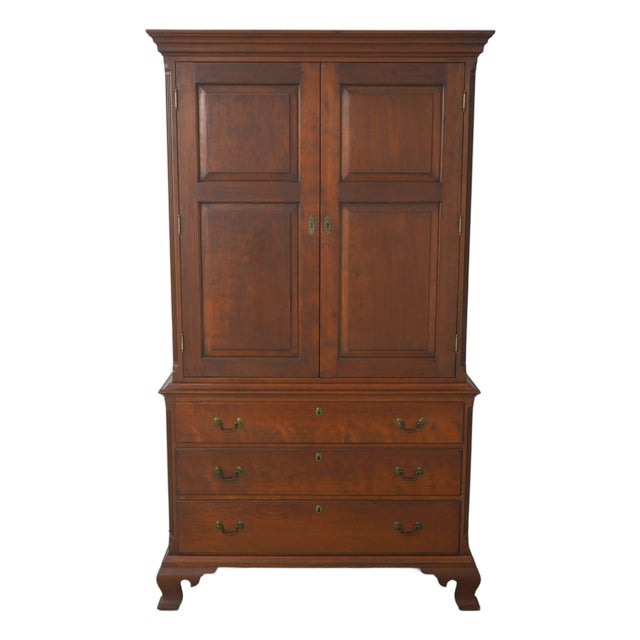 Eldred Wheeler Cherry 2 Piece Armoire Linen Press For Sale