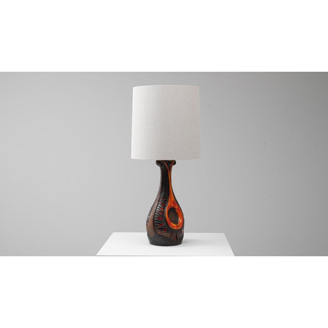 20th Century French Space Age Orange Lava Ceramic Table Lamp For Sale - Image 12 of 12