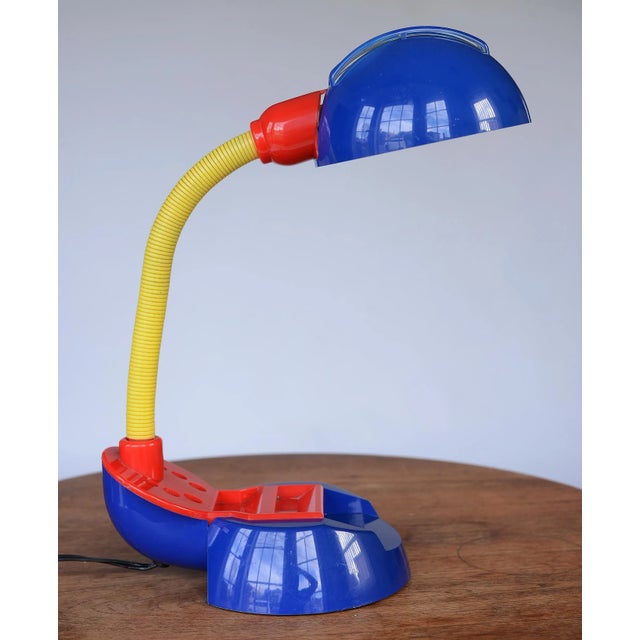 Vintage 1980s Postmodern Memphis Style Tricolor Plastic Desk Lamp For Sale - Image 12 of 12
