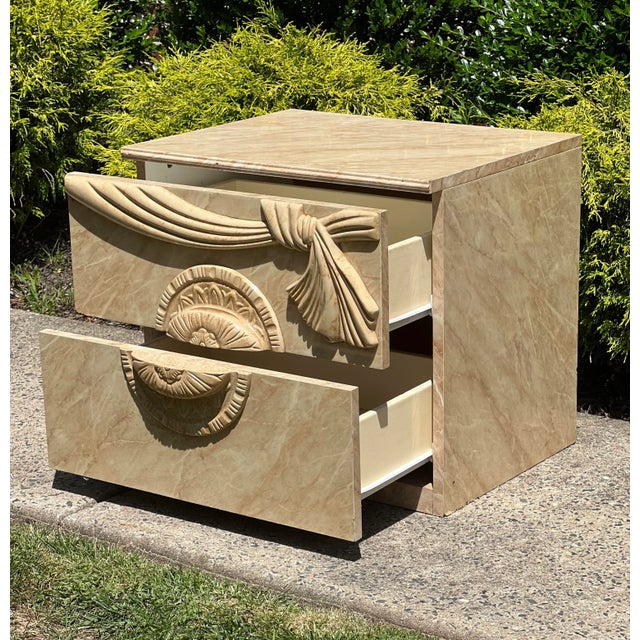 Beige Mid 20th Century Italian Nightstand with Faux Marble Laminate For Sale - Image 8 of 12