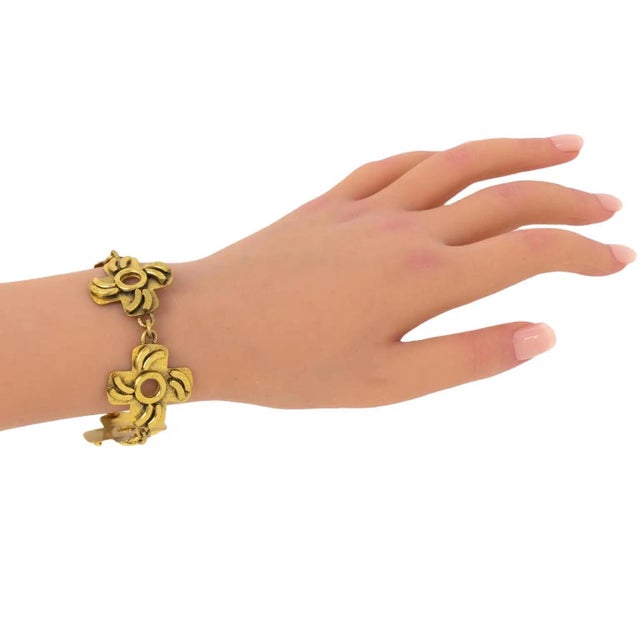 Art Deco Henry Perichon Gilded Bronze Link Bracelet For Sale - Image 3 of 8