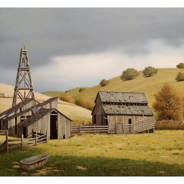 1970s Harold Shelton -Abandon Barn in a California Farm Landscape -Oil Painting For Sale - Image 5 of 11