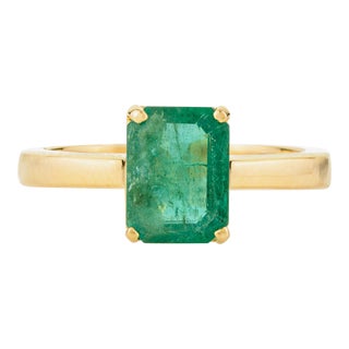 1.82 Ctw Octagon Cut Emerald Cocktail Ring Size 6.5 For Sale