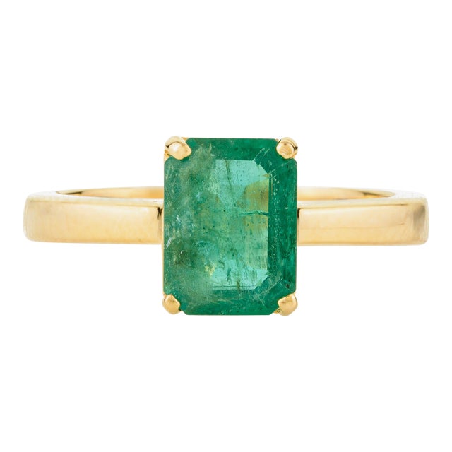 1.82 Ctw Octagon Cut Emerald Cocktail Ring Size 6.5 For Sale
