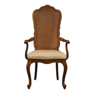 Universal Furniture Country French Provincial Cane Back Dining Arm Chair For Sale