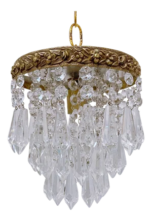 Antique 1920s Italian Bronze Upside Down Layered Chandelier