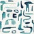 Contemporary Canvas Wallpaper by Susan Hable in Green / Teal For Sale - Image 3 of 3