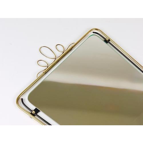 1950s Mid-Century Modern Brass Loops Wire Wall Mirror, Italy, 1950s For Sale - Image 5 of 17