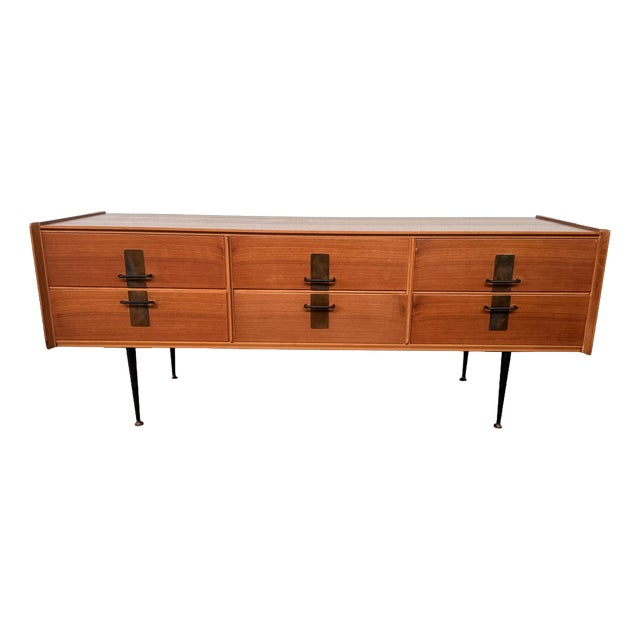 Vintage Italian Chest of Drawers in Teak with Metal Legs, 1950s For Sale