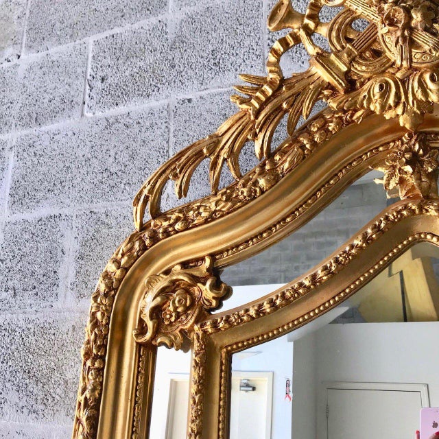 French Louis XVI Style Gold Leaf Floor Mirror. Made by Order. Chairish