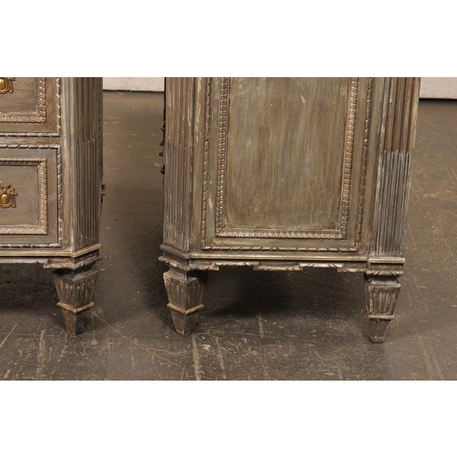 Late 20th Century Vintage French Neoclassical Inspired Wood Nightstands With Shelf - A Pair For Sale - Image 5 of 12
