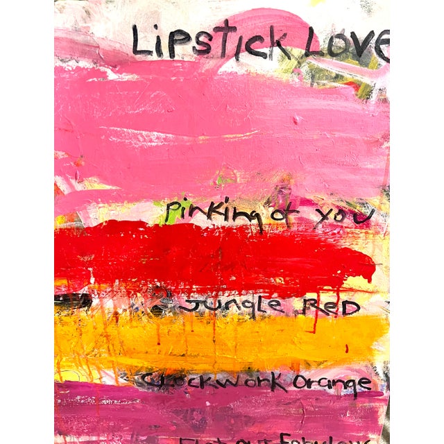 Abstract "Lipstick Love" Contemporary Original Abstract Acrylic Painting For Sale - Image 3 of 3
