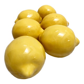 Vintage Pottery Ceramic Lemons, Set of Six For Sale