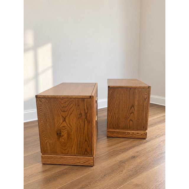 Brown Vintage Thomasville Campaign Nightstand Pair For Sale - Image 8 of 13