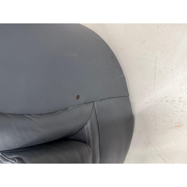 Labeled Directional 1980’s Gray Leather Sofa For Sale - Image 4 of 18