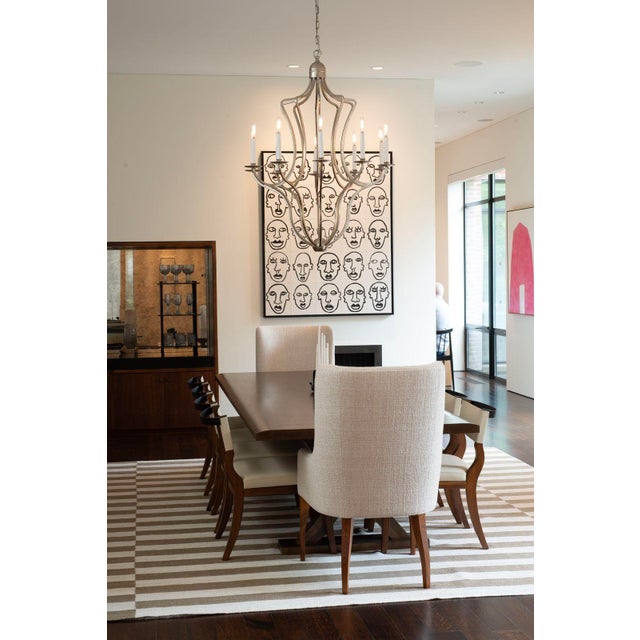Silver Paul Ferrante Custom Antiqued Silver Leaf 10 Bulb Hand Forged Candelabra For Sale - Image 8 of 9