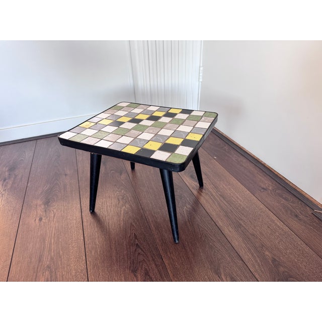 Mid-Century Wood and Ceramic Mosaic Side Table, 1950s For Sale - Image 4 of 11