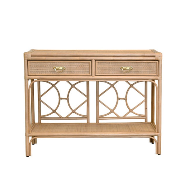 Matthew Izzo Home Gideon Natural Rattan Two Drawer Console For Sale - Image 10 of 10