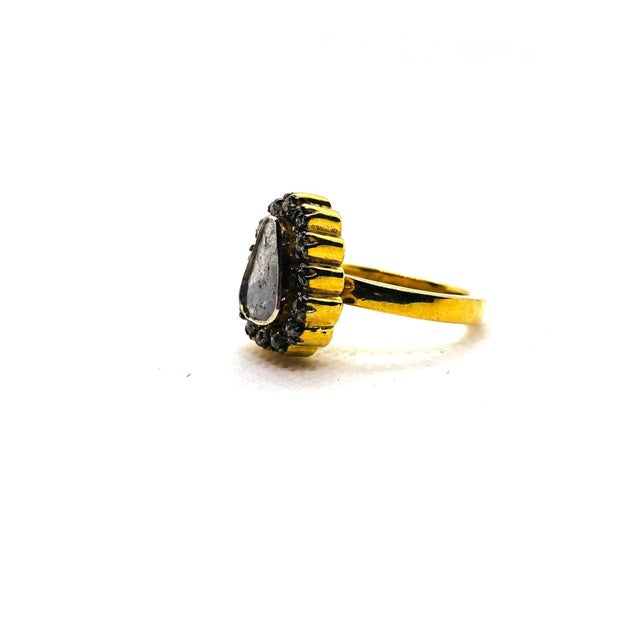 Bochic “Capri” Natural Rose Cut Diamond Ring Set In 18K Gold & Silver For Sale - Image 11 of 11