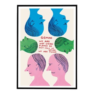 David Shrigley Gemini Signs of the Zodiac Lithograph Poster (Individual), 2021 For Sale