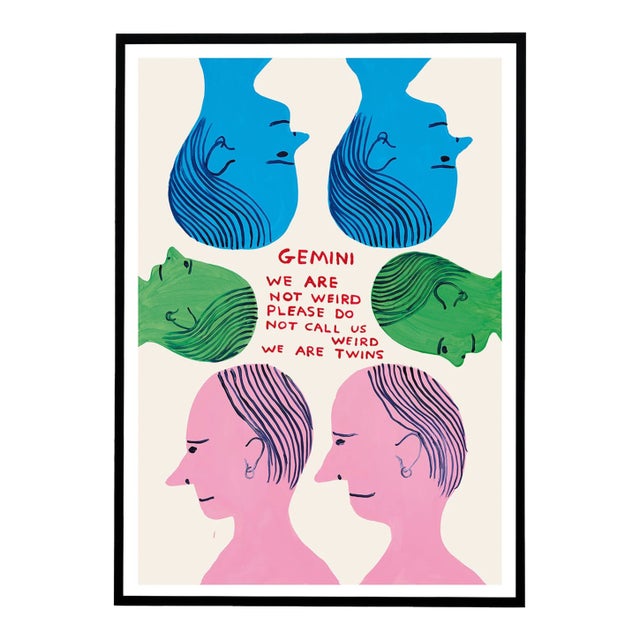 David Shrigley Gemini Signs of the Zodiac Lithograph Poster (Individual), 2021 For Sale