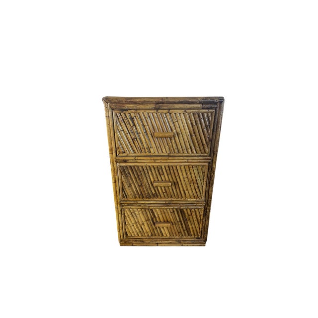 Brown 1970s Split Reed Bamboo Desk or Vanity Table With Mirror For Sale - Image 8 of 13