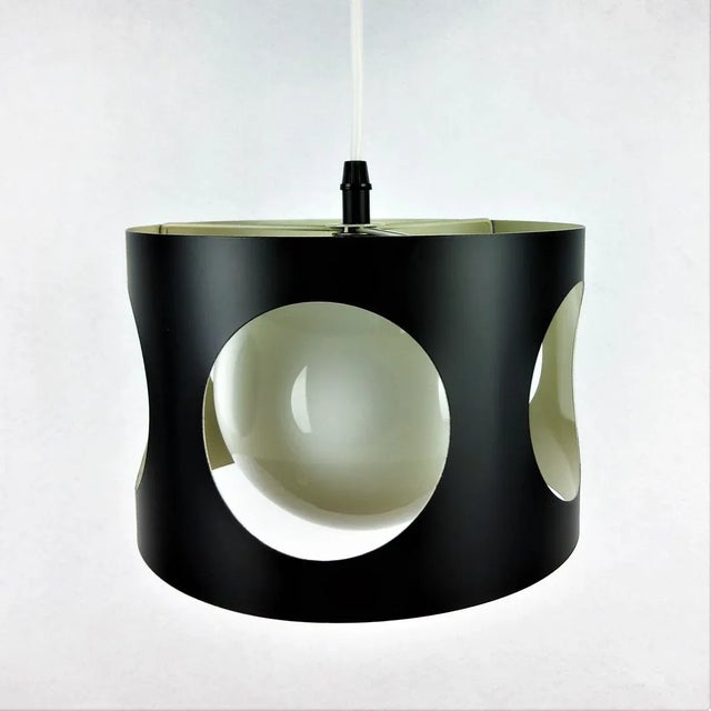 Large Vintage Black Pendant Lamp, 1960s For Sale - Image 4 of 12