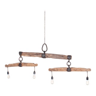 19th Century Wooden Horse Yoke Chandelier For Sale