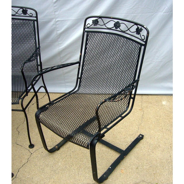 1960s 4 pieces of Vintage Woodard or Salterini Patio set I believe it is the MT Vernon pattern with leaves and scrolls. It...