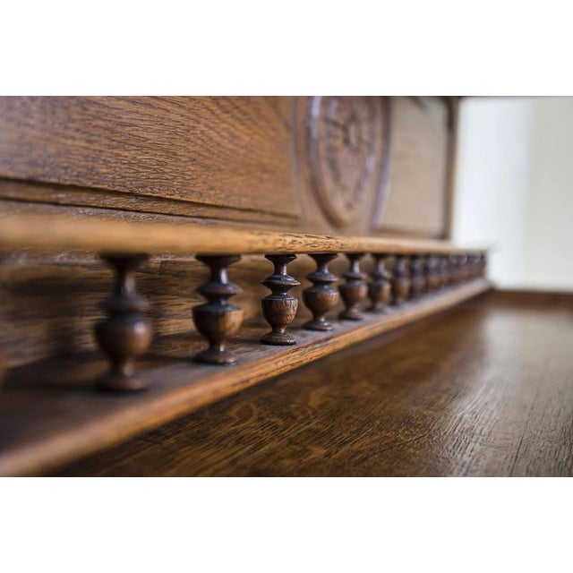 Neo-Renaissance Oak Cabinet with Stained Glass For Sale - Image 13 of 18