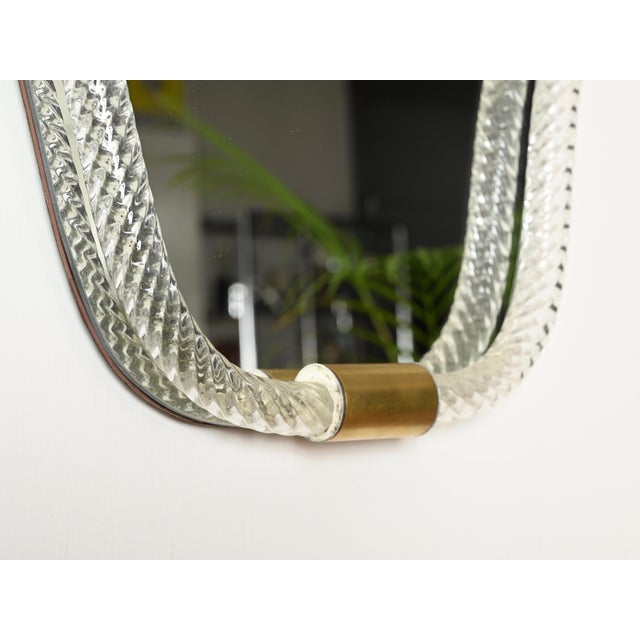 Mirror in Blown Murano Glass and Brass from Barovier, Italy, 1940s For Sale - Image 9 of 13