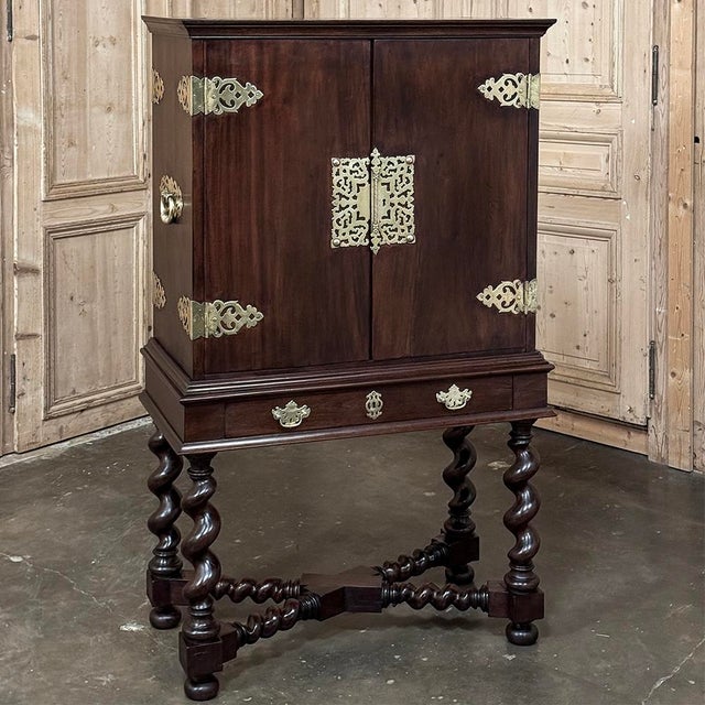 19th Century Dutch Collector’s Cabinet With Brass Hardware For Sale - Image 4 of 18