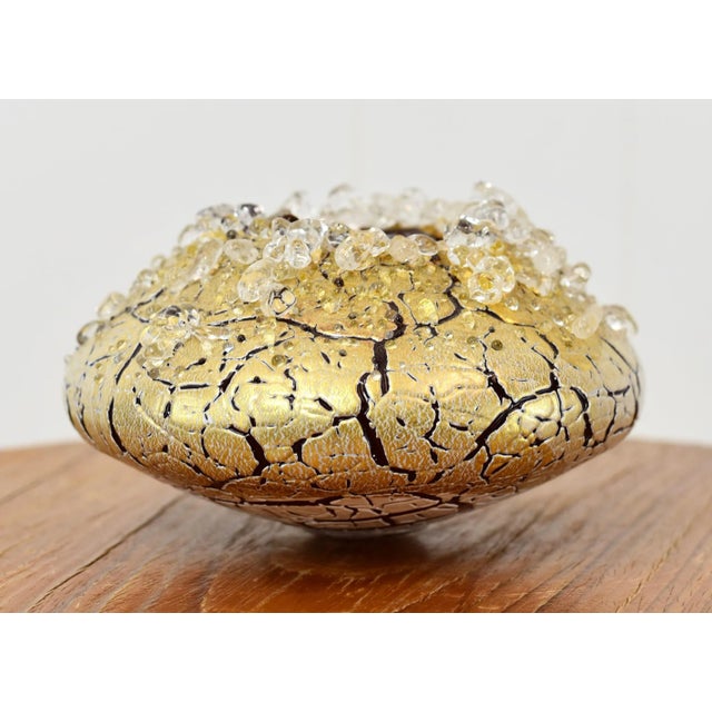 Modern Marsha Blaker DeSomma Art Glass Vase Gold Red For Sale - Image 3 of 10