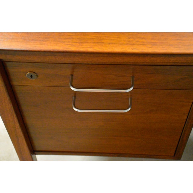 Refinished Modern Walnut Executive Desk by Jens Risom For Sale - Image 11 of 12