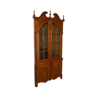 Chippendale Style Hand Crafted Solid Walnut Corner Cabinet For Sale