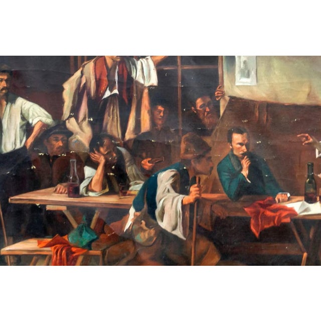 Antique Cossacks Oil Painting: Ukrainian Socialist Realism Art 75-115 For Sale - Image 4 of 6