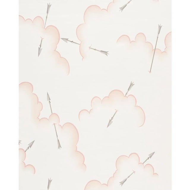 Schumacher X Charlap Hyman Herrero Mercurio Wallpaper in Blush For Sale