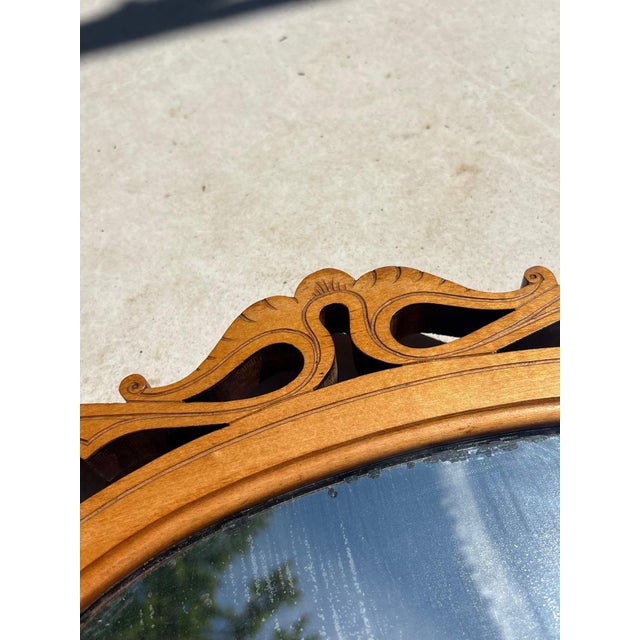 Glass Vintage Beige Wooden Table Mirror, France, 1920s For Sale - Image 7 of 18