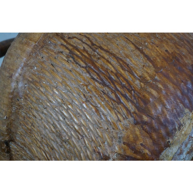 Mid 20th Century Vintage Chinese Hand Woven Farmers Willow Rice Gathering Basket Bentwood Handle For Sale - Image 11 of 11