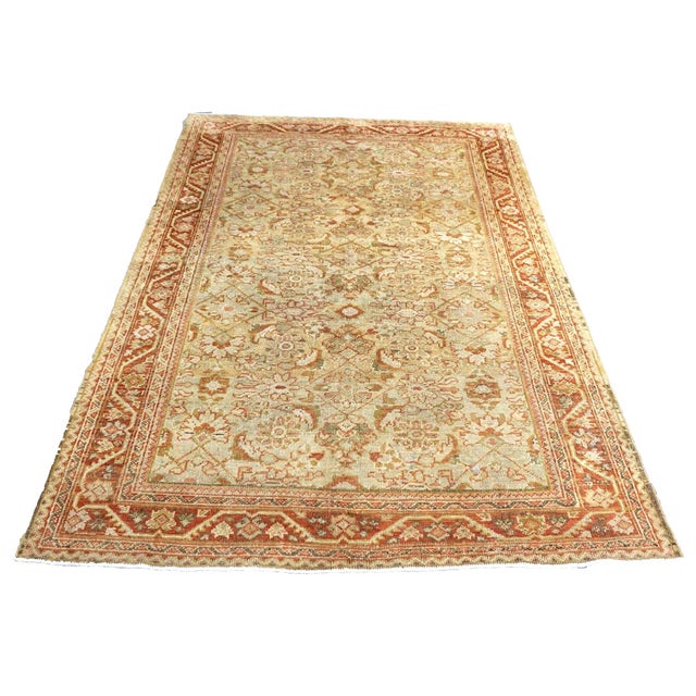 Condition: Antique Circa: 1900s Origin: Persia Design: Sultanabad Actual size: 4.4 x 6.6 Colors: Tan, Ivory, Rust, Olive...